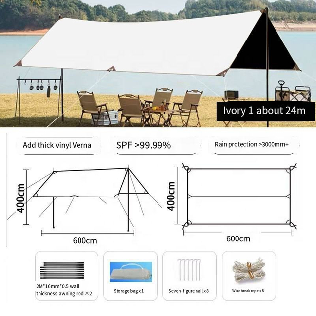 Camping Tarp 210Dไวนิลน้ำหนักเบาCampingเต็นท์ป้องกันรังสีอัลตราไวโอเลตRain-Proofสำหรับเต็นท์ชายหาดกลางแจ้งสำหรับCampingกลางแจ้งCanopy